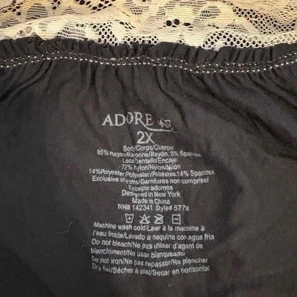 Adore Me 2X Lace Racerback Camisole Top Black Ivory Floral Lingerie NWT - Picture 5 of 5